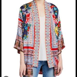 NWT Bernie Multi-Print 3/4-Sleeve Silk Georgette Kimono Size Medium Floral